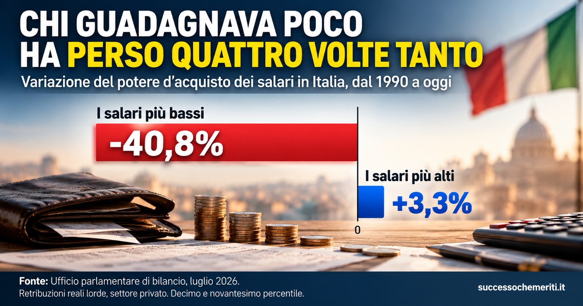 Il tuo stipendio vale meno di quello del 1990. I numeri veri